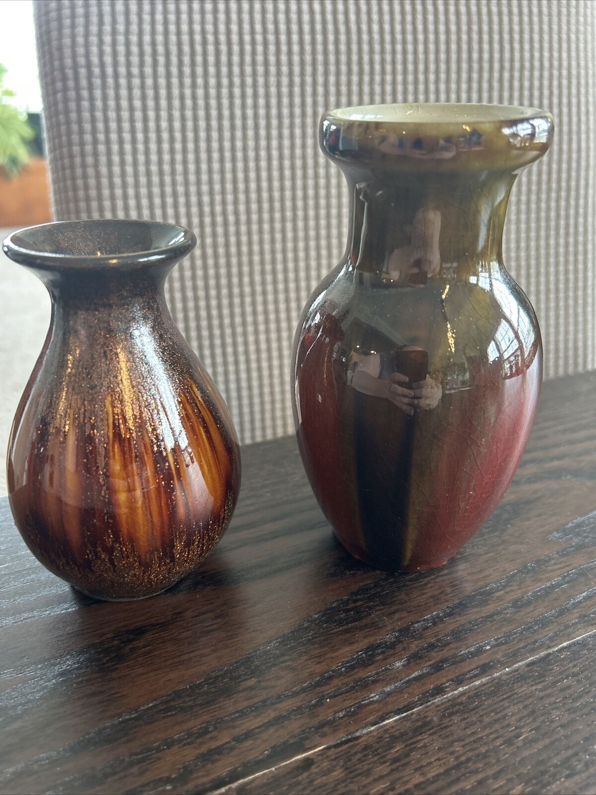 Vase Brown Sparkles Elegant Expressions Small Vase-B7 With Oxblood Vase