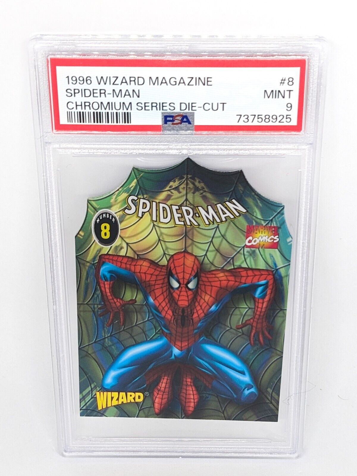 1996 Wizard Magazine Chromium Series Die-Cut #8 Spider-Man PSA 9