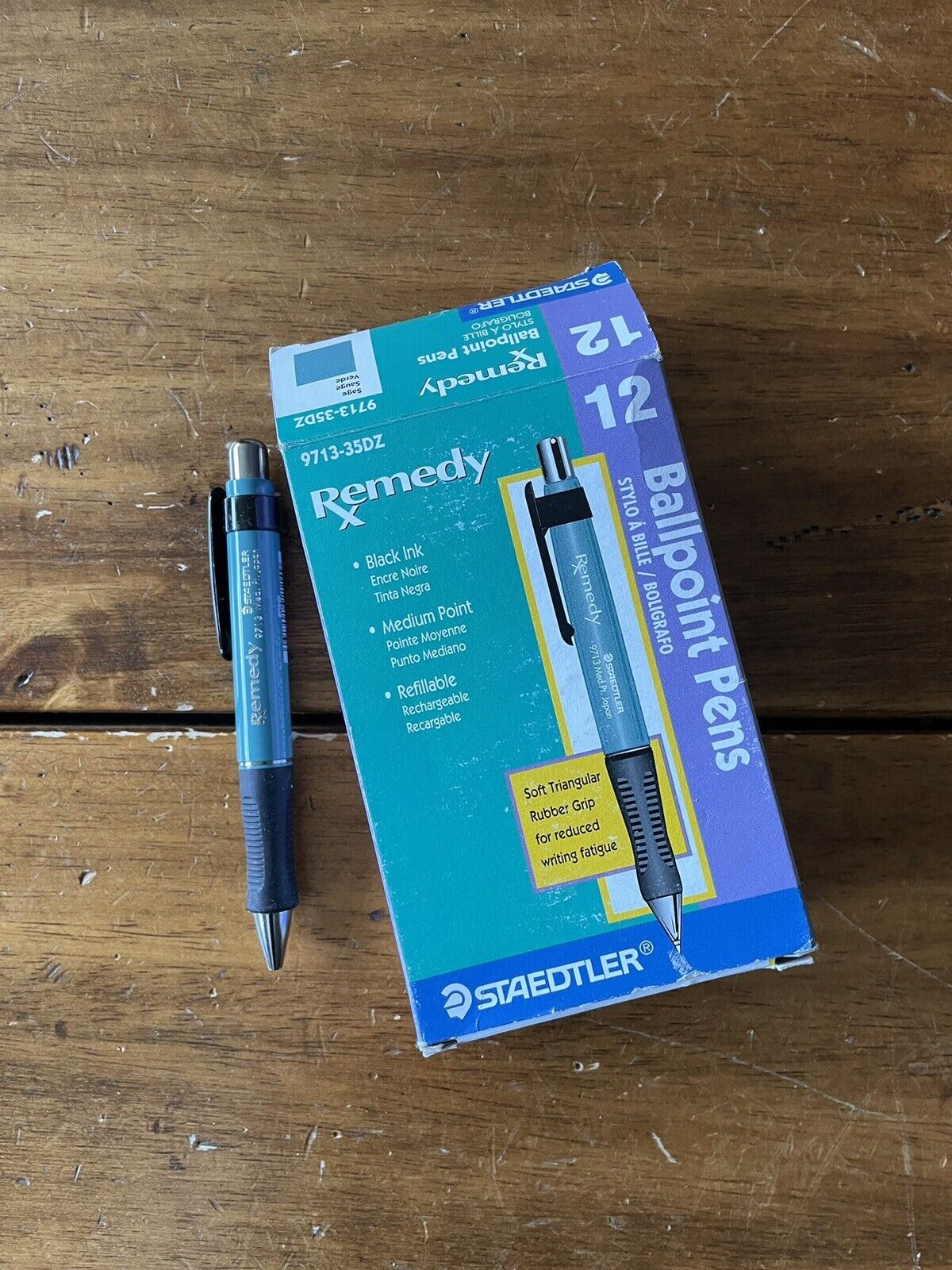 New Vintage Staedtler Box Of 12 Remedy Medium Point Ballpoint Pens Black Japan
