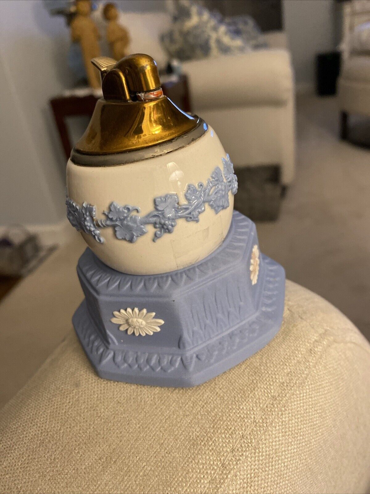 Jasper ware  wedgwood White And  blue Lighter And Base