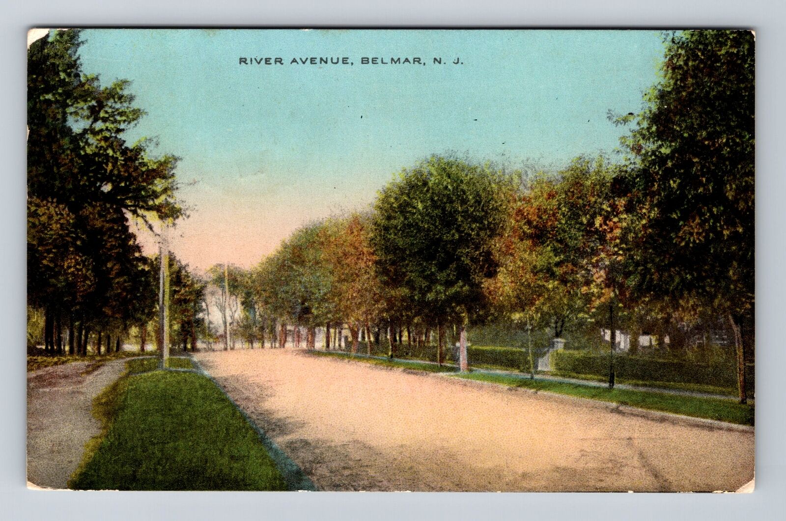 Belmar NJ-New Jersey, River Avenue Scenic View, Antique, Vintage c1911 Postcard