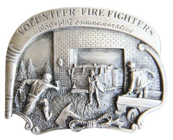 1986-87 Volunteer Fire Fighters Belt Buckle Arroyo Grande LE 15/2500 w Stand USA