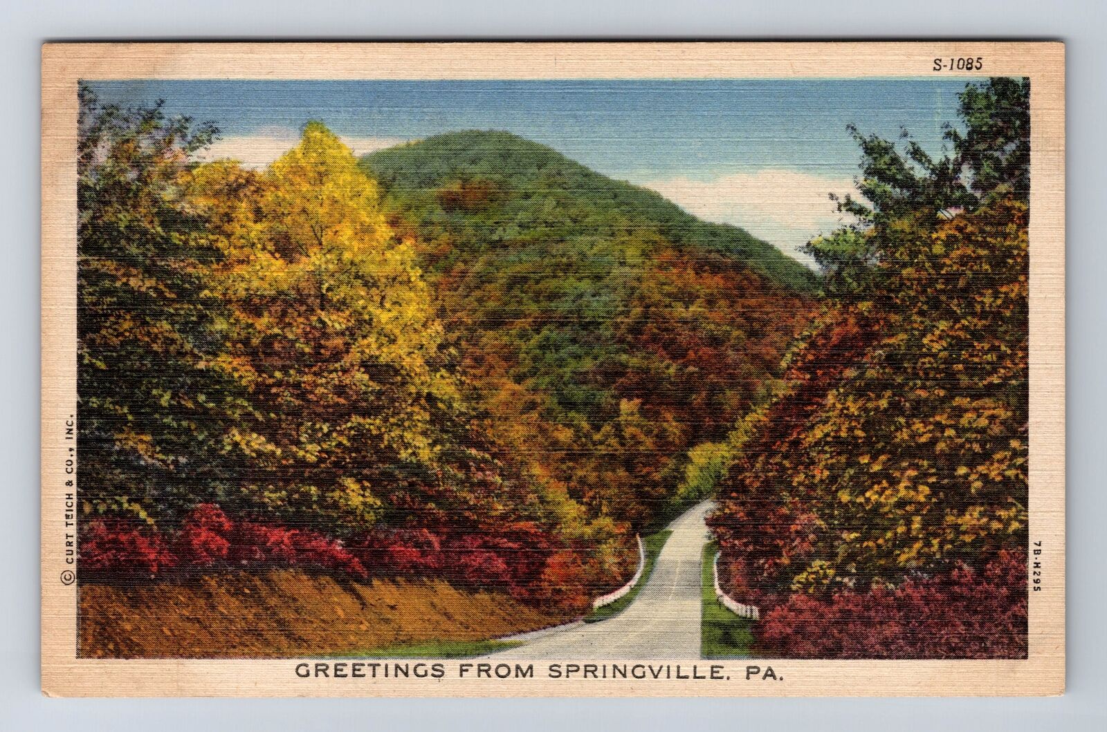 Springville PA-Pennsylvania, General Greetings Road Autumn, Vintage Postcard