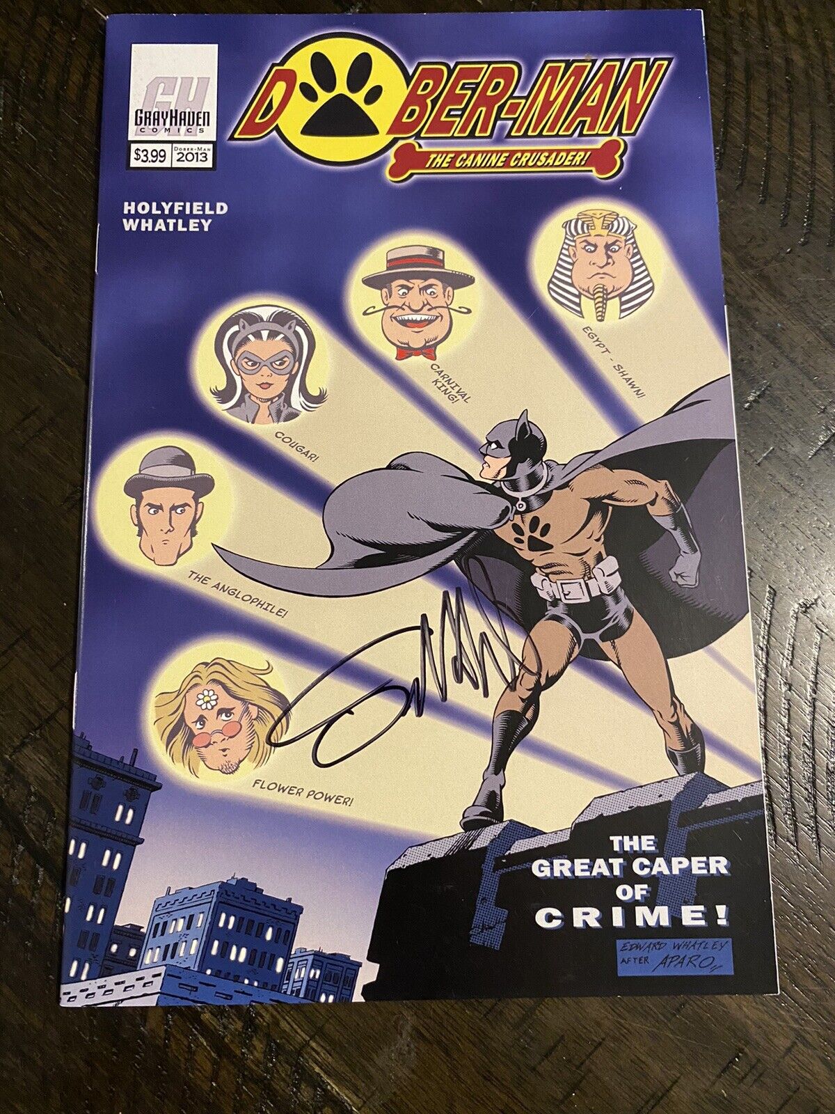 Dober Man 1 Signed Holyfield Batman Aparo Homage Cover Indy Gemini Ship