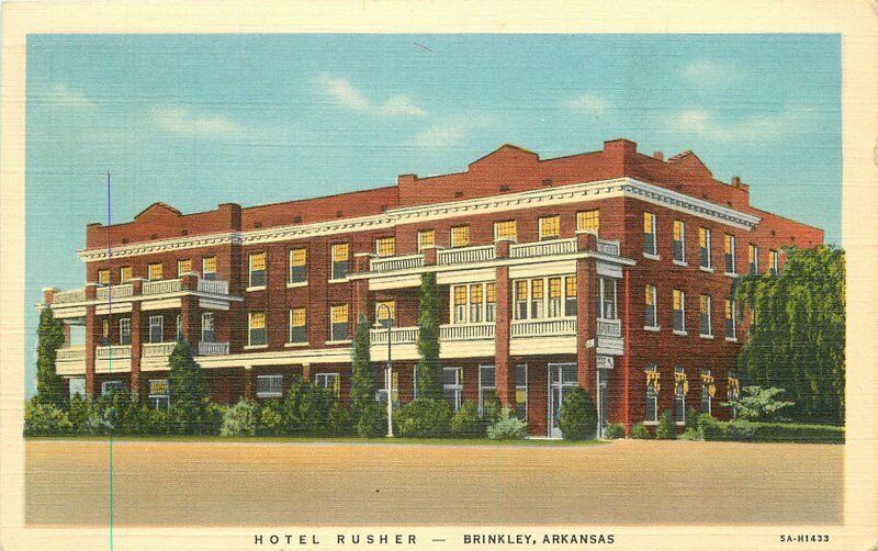 Brinkley Arkansas Hotel Rusher roadside linen Teich Postcard 21-1932