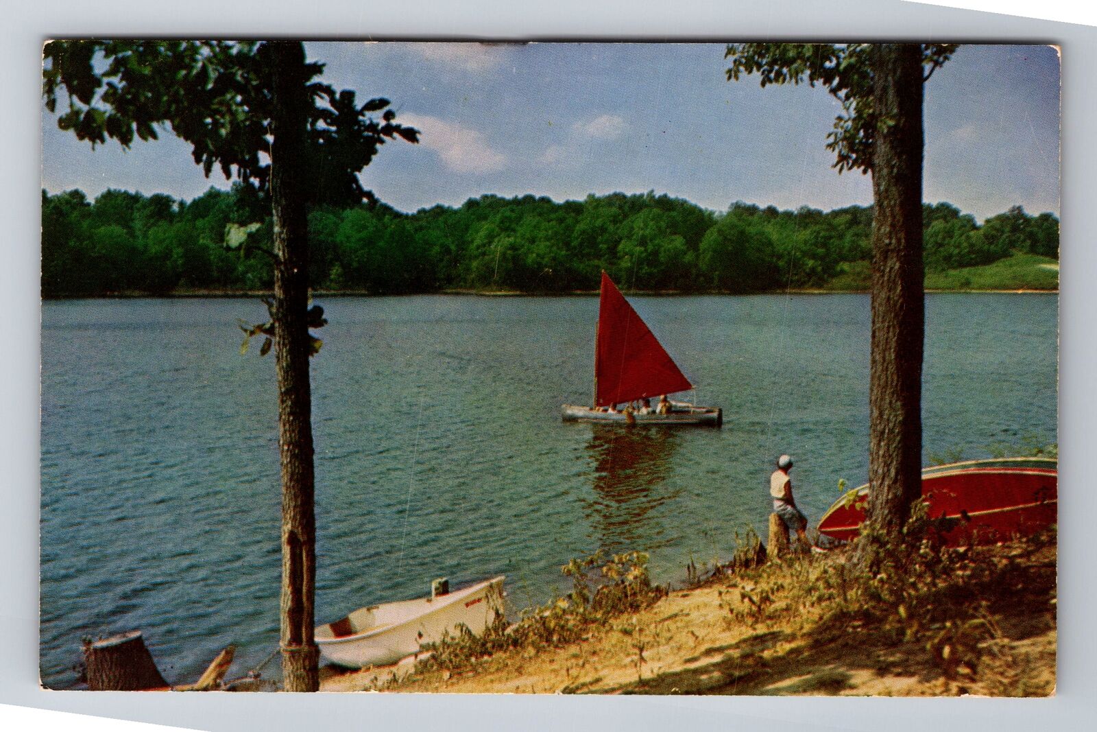 IN-Indiana, Whitewater Memorial State Park, Lake Sailing, Vintage Postcard