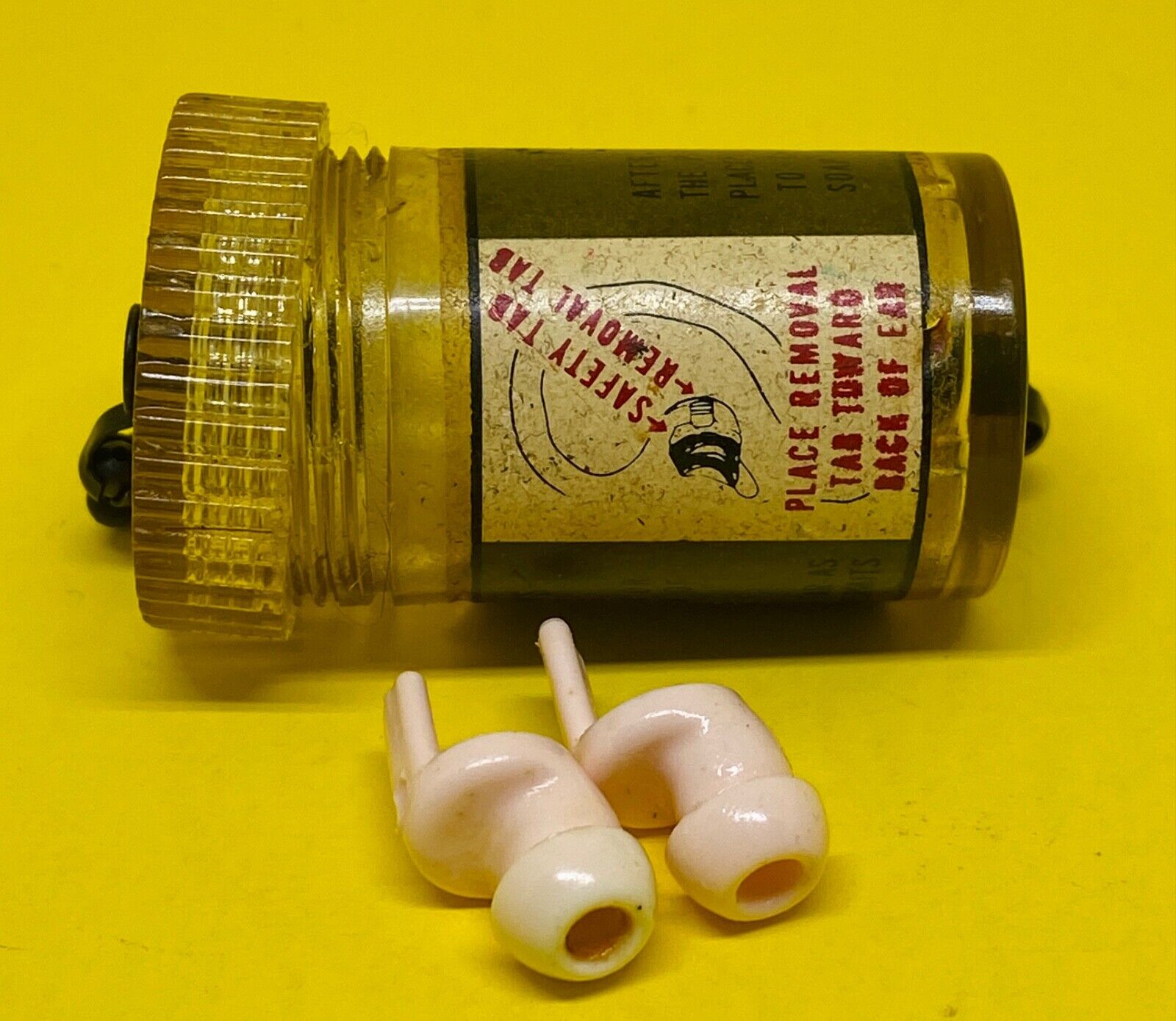 Vintage Vietnam War Era Plastic  Earplugs In Container 60s 70s Militaria