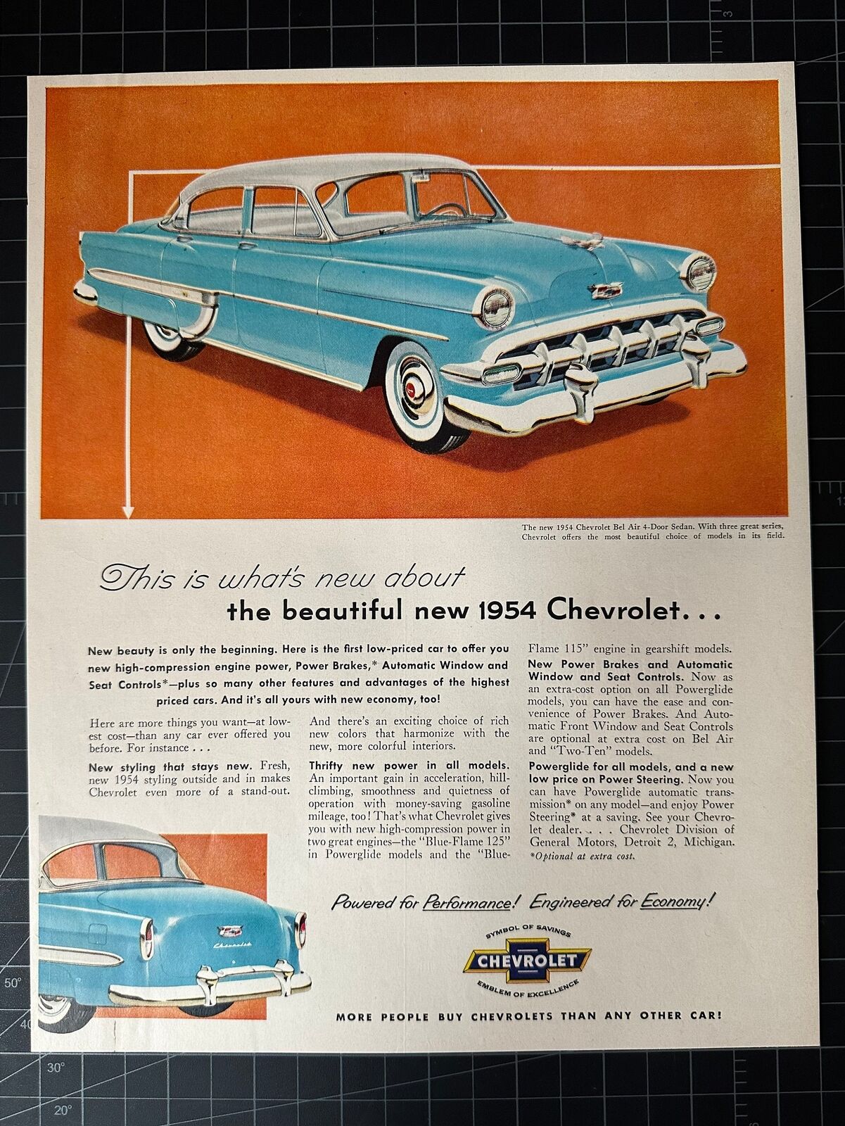 Vintage 1954 Chevrolet Bel-Air Print Ad