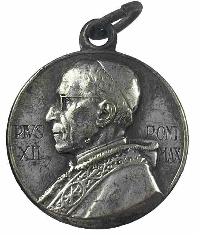 Vintage Catholic Pope Pius XII Silver Tone  Religious Medal