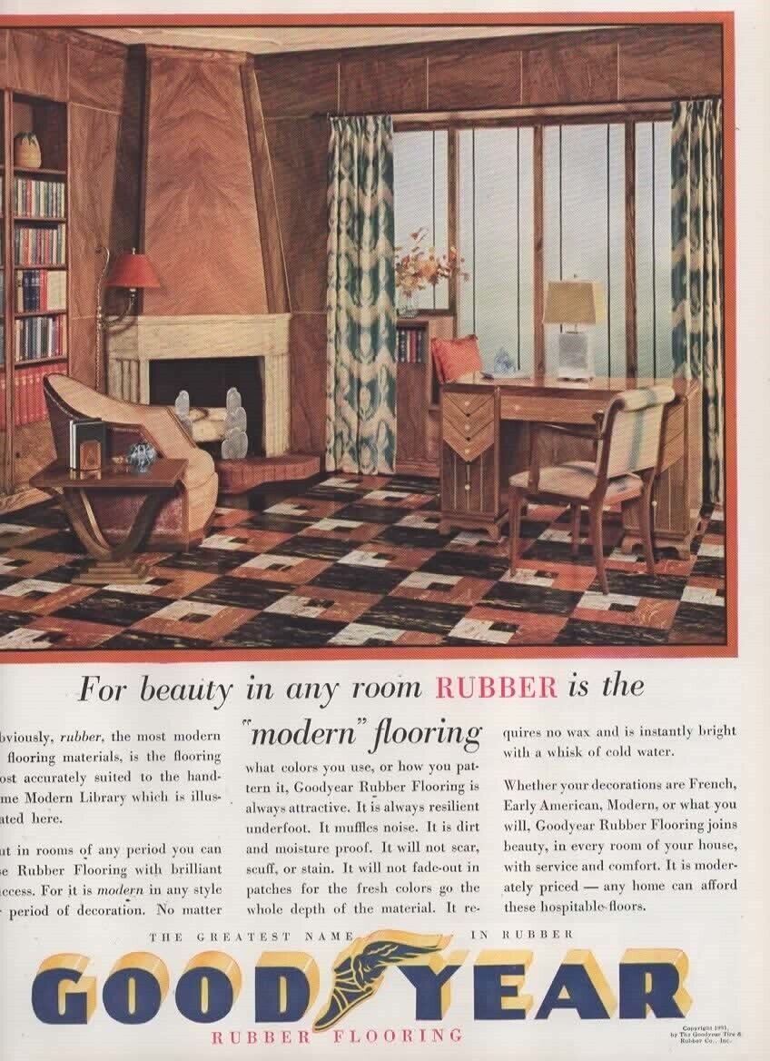 Print Ad 1931 Goodyear Tire Rubber-Floor Tiles-Beauty Modern Flooring Colors