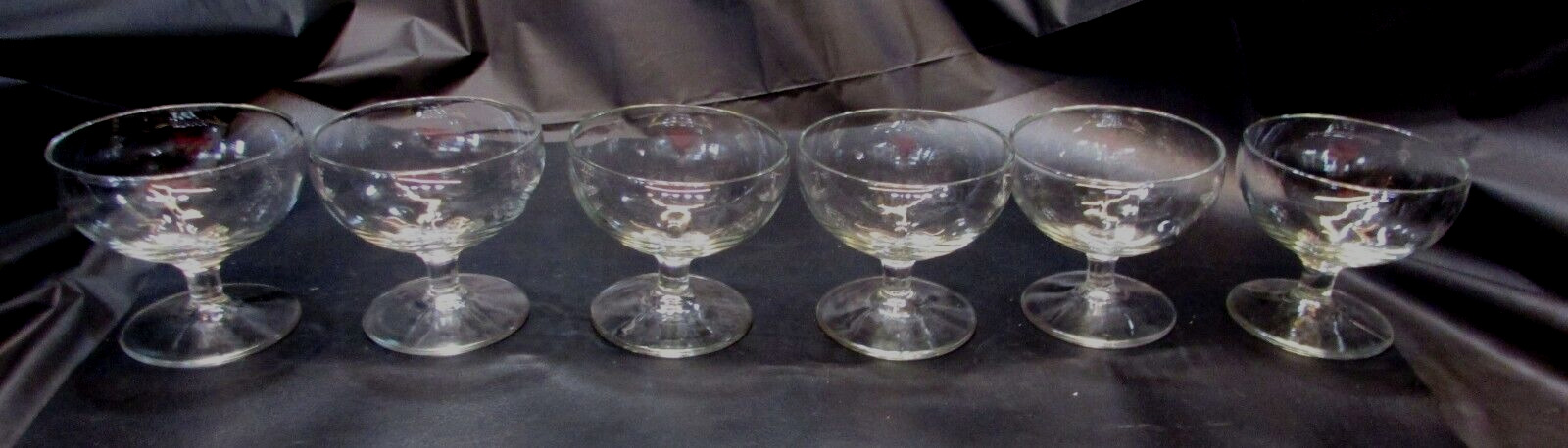 6 Vintage Clear Glass 3-1/2\
