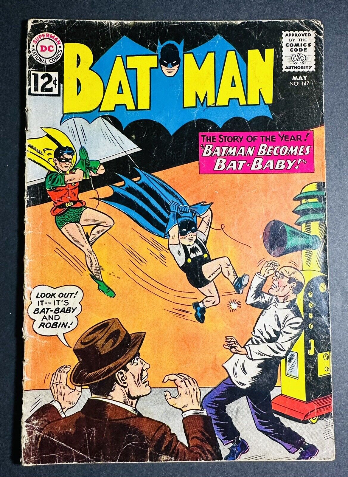 Batman #147 VG 4.5  Vintage DC comics 1962 - Batman As Bat-Baby