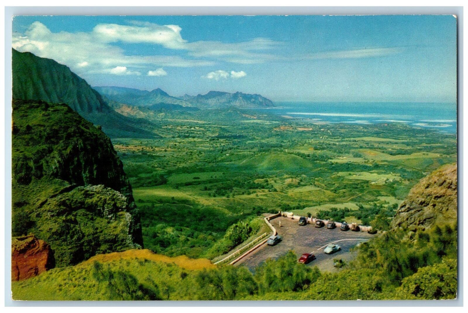 Oahu Hawaii HI Postcard Aerial View Of Nuuana Pali Precipice c1960's Vintage