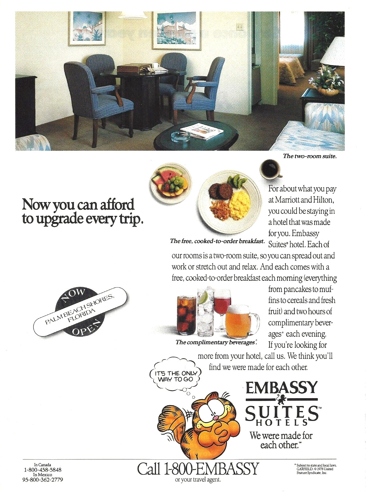 1991 Embassy Suites Hotel Garfield Palm Beach Shores vtg Print AD Advertisement