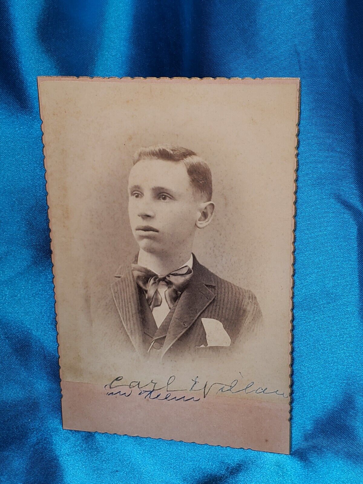 Antique Cabinet Photo Superior WI Handsome young Man smooth shaved face 