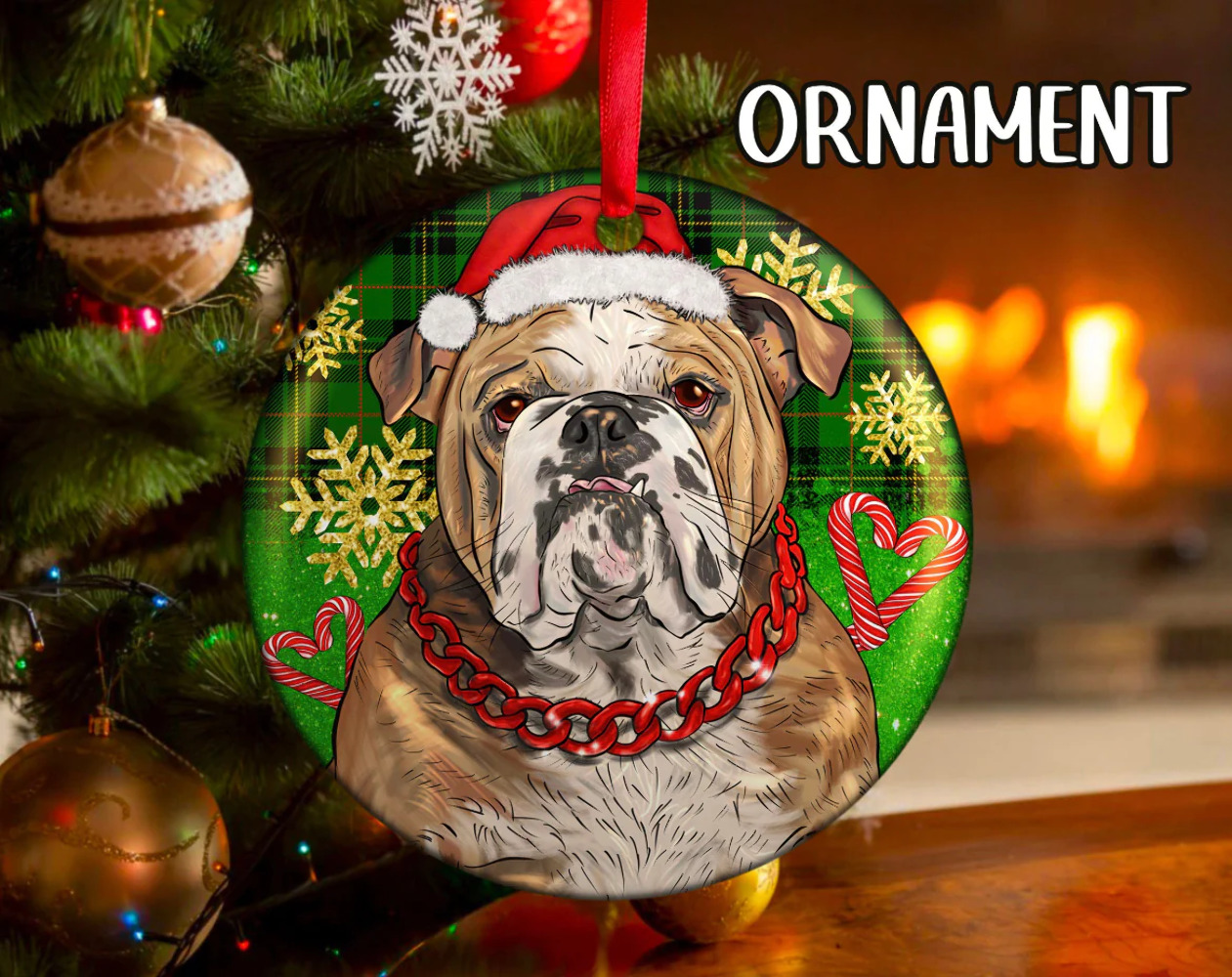 Christmas English Bulldog Ornament