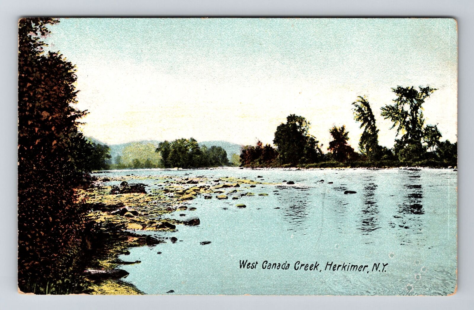 Herkimer NY-New York, West Canada Creek, Antique Vintage Souvenir Postcard