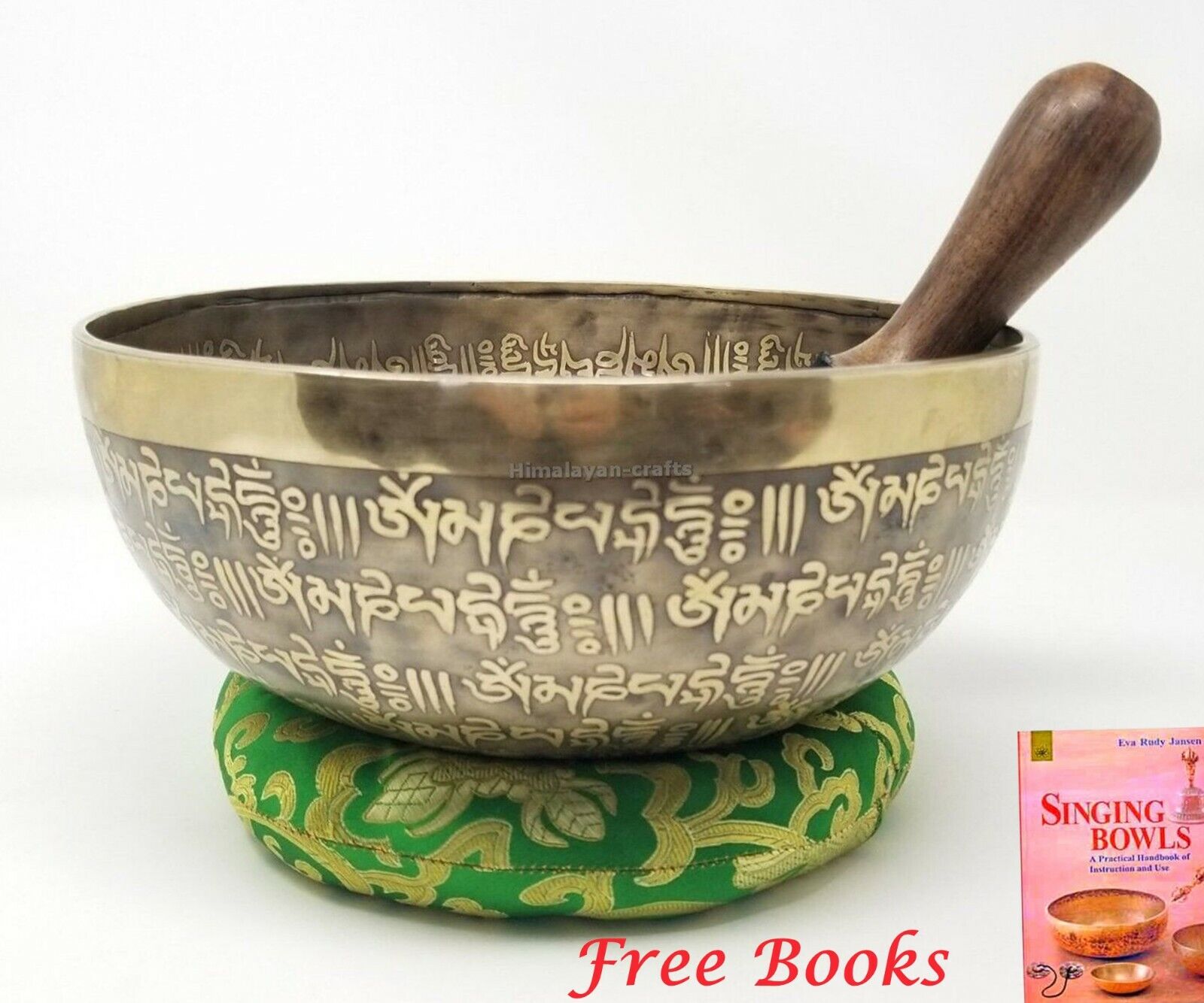 11 inch mantra carved singing bowls- Free Practice Book- Sound Healing Meditatio