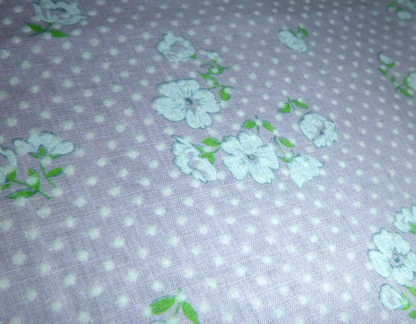 Vtg Flocked Dotted Swiss Dots Fabric Pale Pink W/ White Flowers 44\