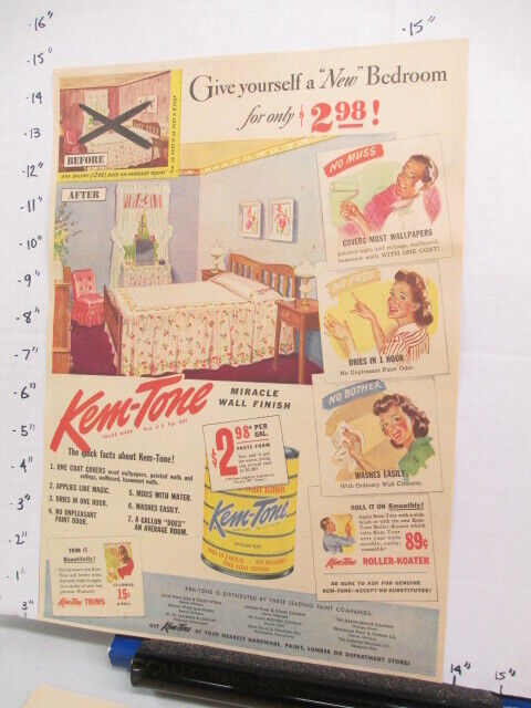 newspaper ad 1943 American Weekly KEM TONE Sherwin Williams household paint