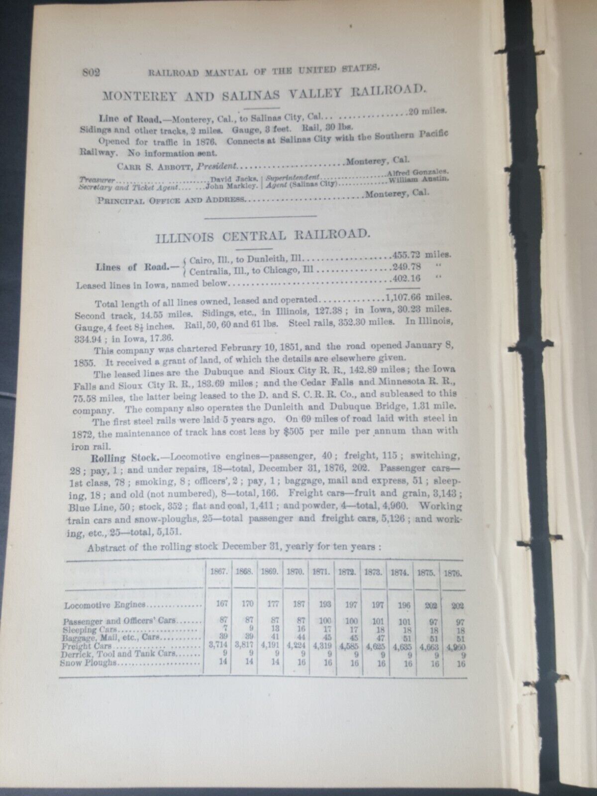1878 original train report ILLINOIS CENTRAL RAILROAD Cairo Centrailia IL 