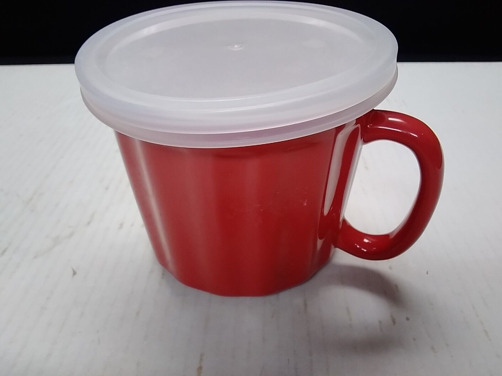 Good Cook Ribbed Red Soup/Coffee Mug With Plastic Lid