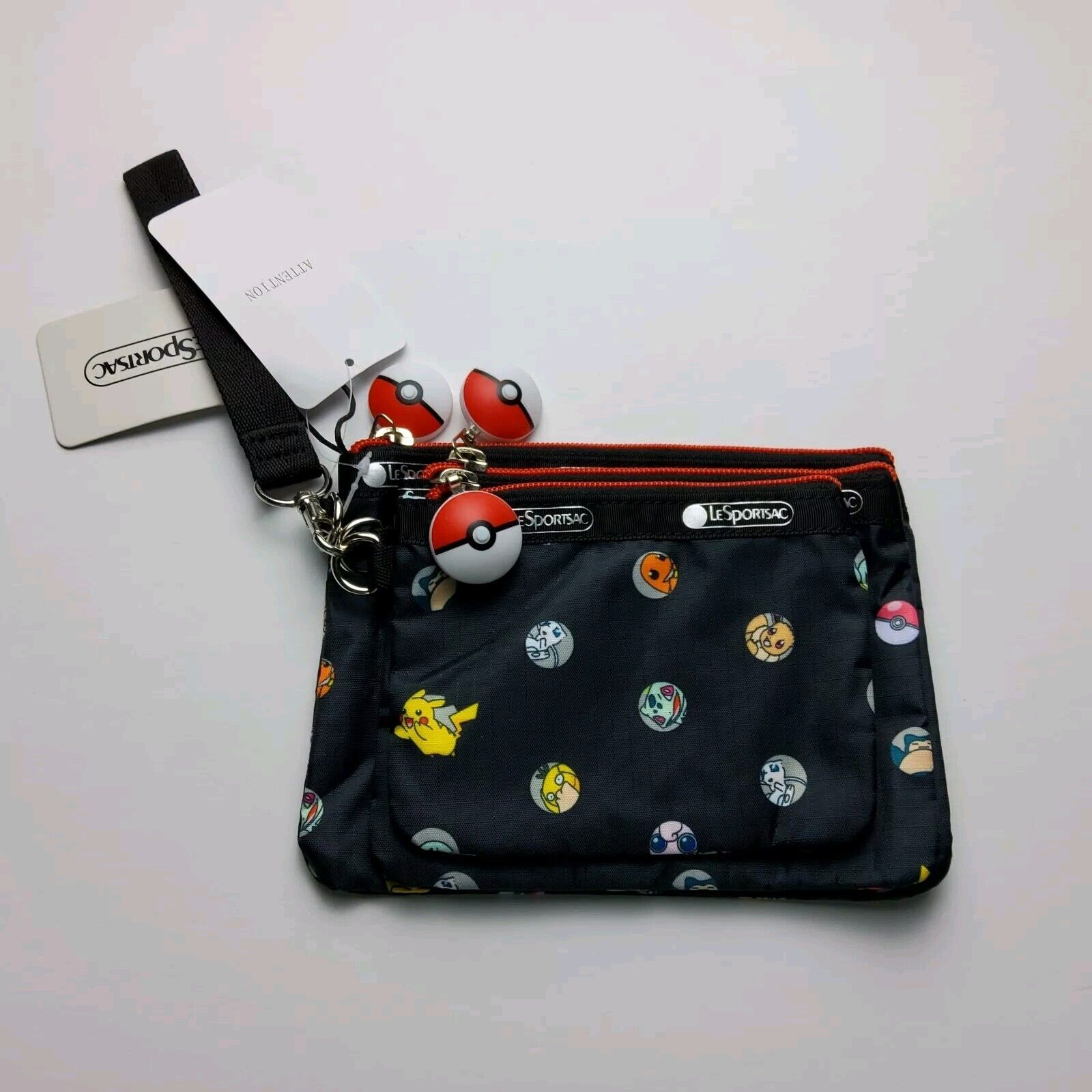 LeSportsac X Pokemon Lot Of 3 Bags Wristlet Wallet Makeup Travel Case