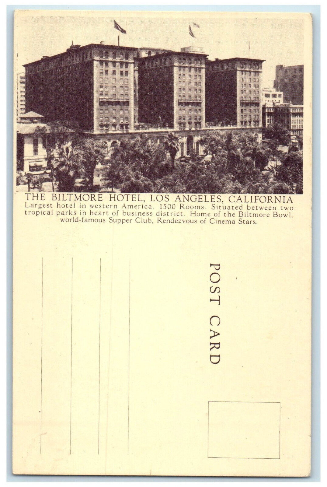 c1905 The Biltmore Hotel Los Angeles California CA Antique Unposted Postcard