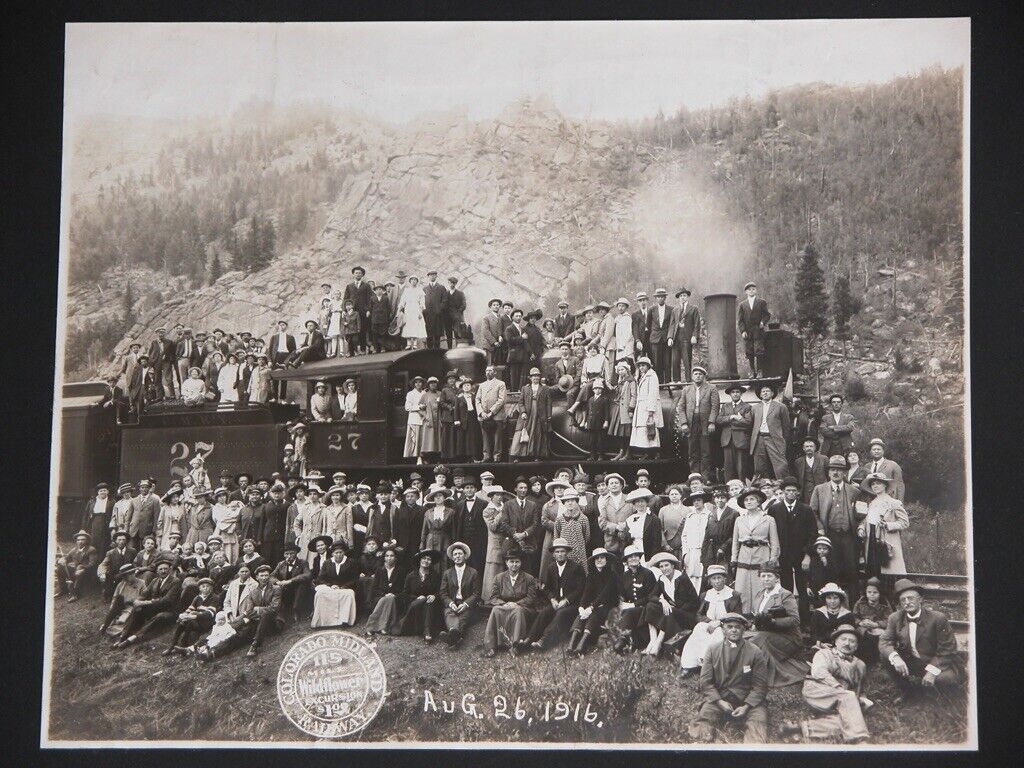 Antique Photo 1910s B&W Photograph CO Midland Railway Railroad Excursion Train