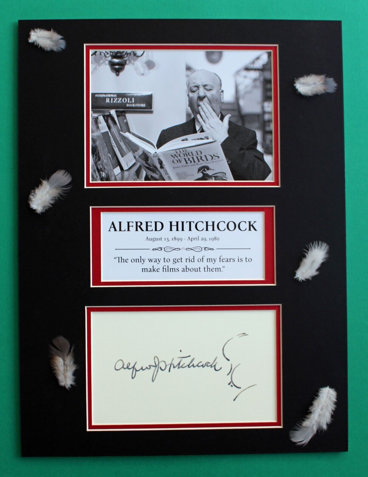 ALFRED HITCHCOCK AUTOGRAPH artistic display Master of Suspense