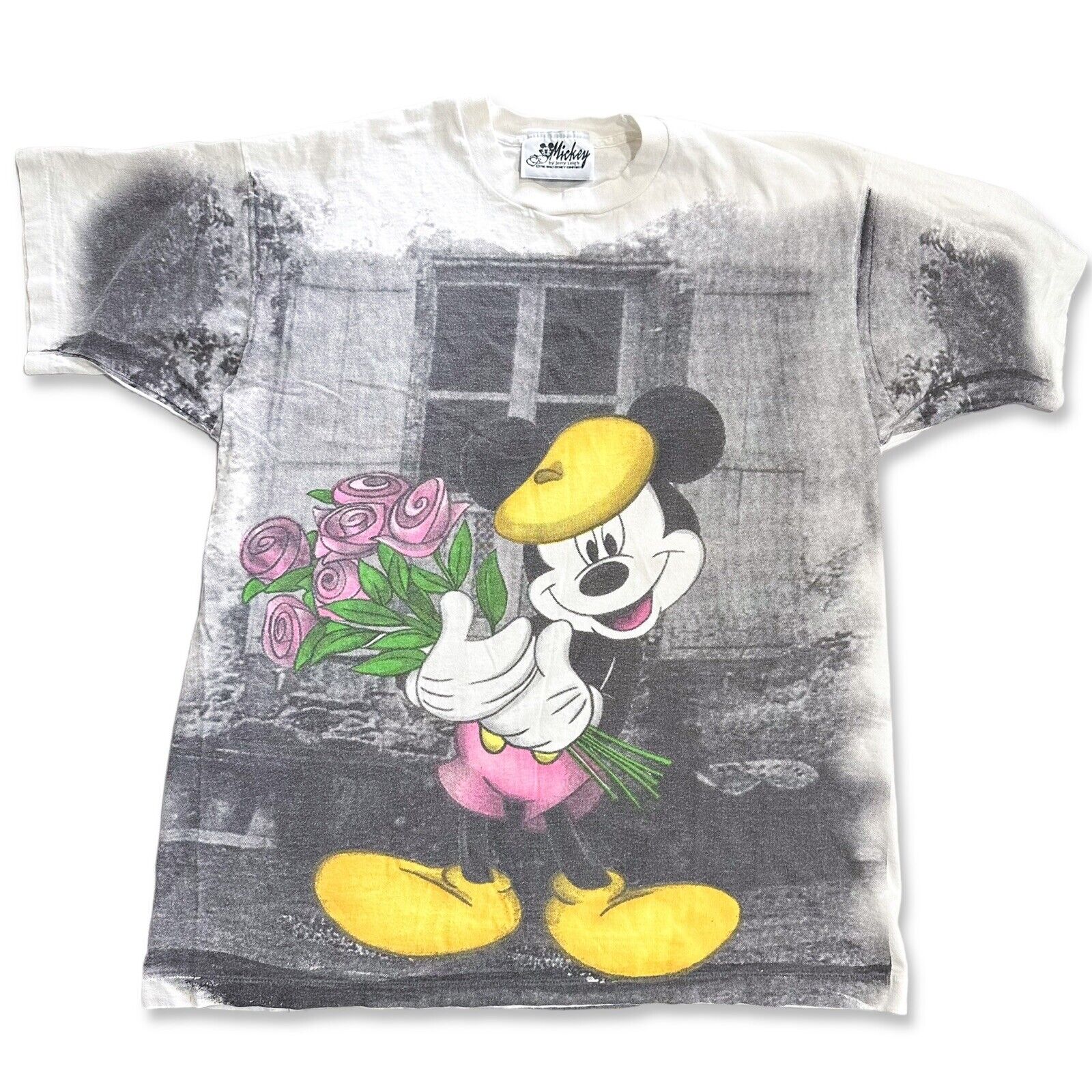 Mickey Unlimited Jerry Leigh T-Shirt XL ROSES Single Stitch AOP Disney 90s VTG