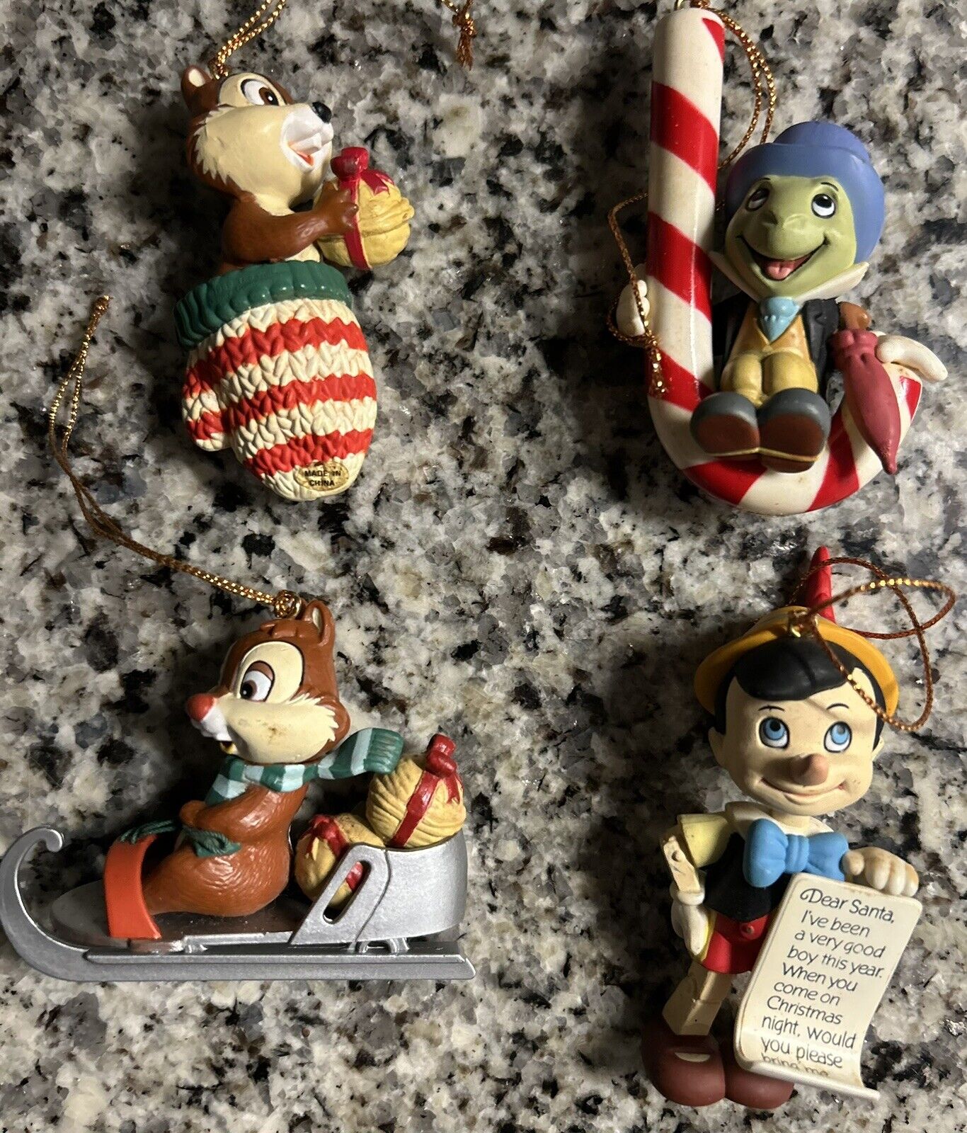 Vintage Lot of 4 Disney Christmas Magic Tree Groiler  Ornaments.