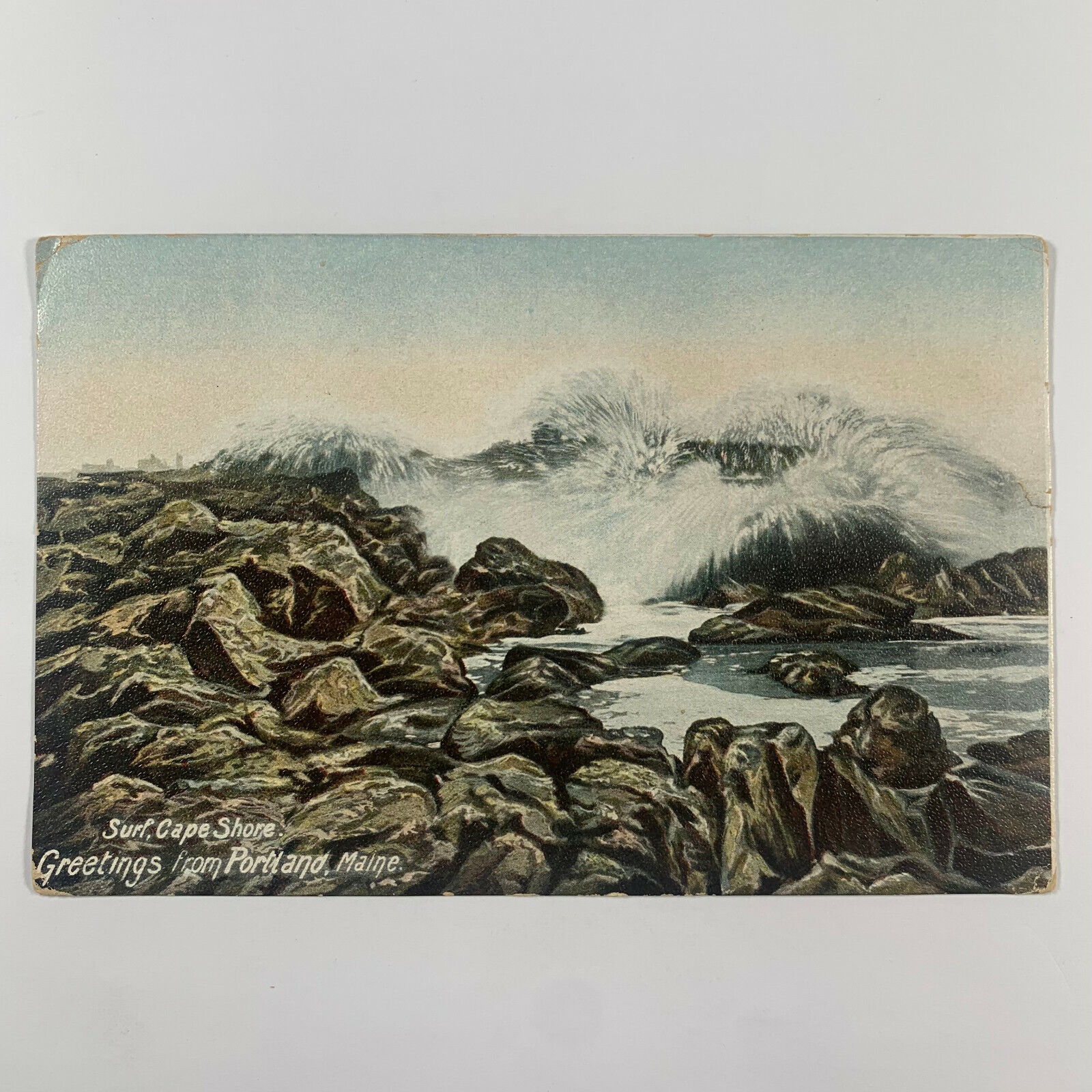 Postcard Maine Portland ME Cape Shore Surf Ocean Waves Rocks Pre-1907