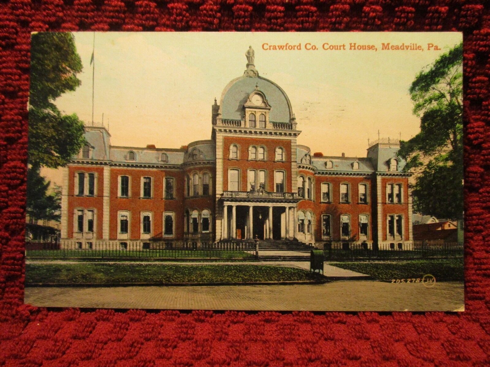 1910. CRAWFORD CO. COURT HOUSE. MEADVILLE, PA. POSTCARD L10