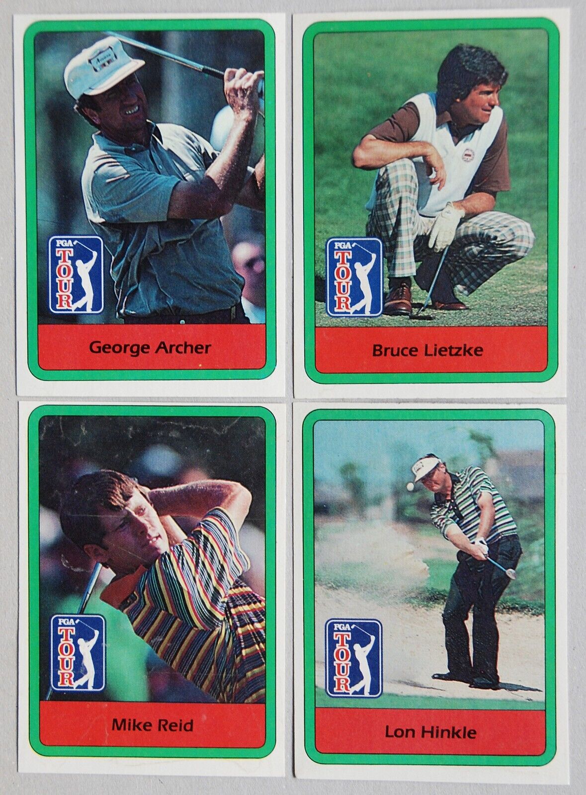 Cartes PGA Tour Golf (TOPPS ?), George Archer Lietzke Mike Reid Lon Hinkle, 1982