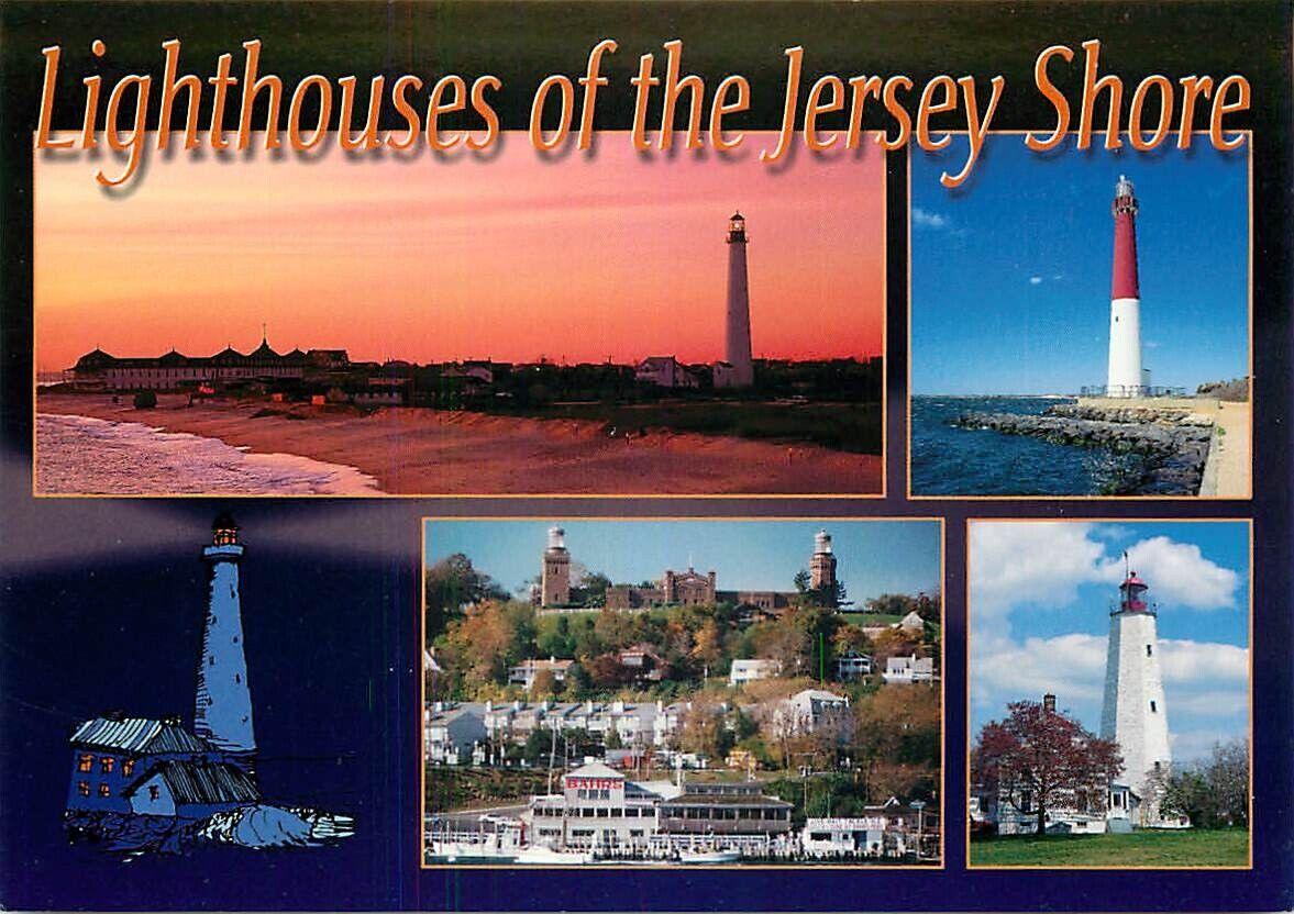 Postcard 5 Views of Lighthouses of the Jersey Shore, New Jersey