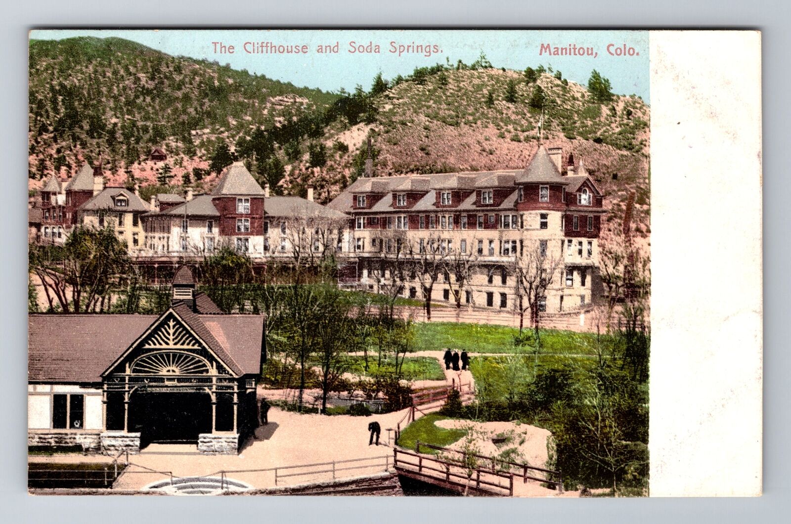 Manitou CO-Colorado, The Cliffhouse And Soda Springs, Antique, Vintage Postcard