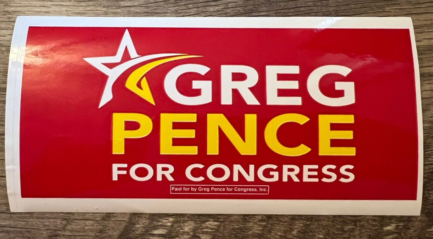 Greg Pence Indiana For Congress Campaign Sticker Decal