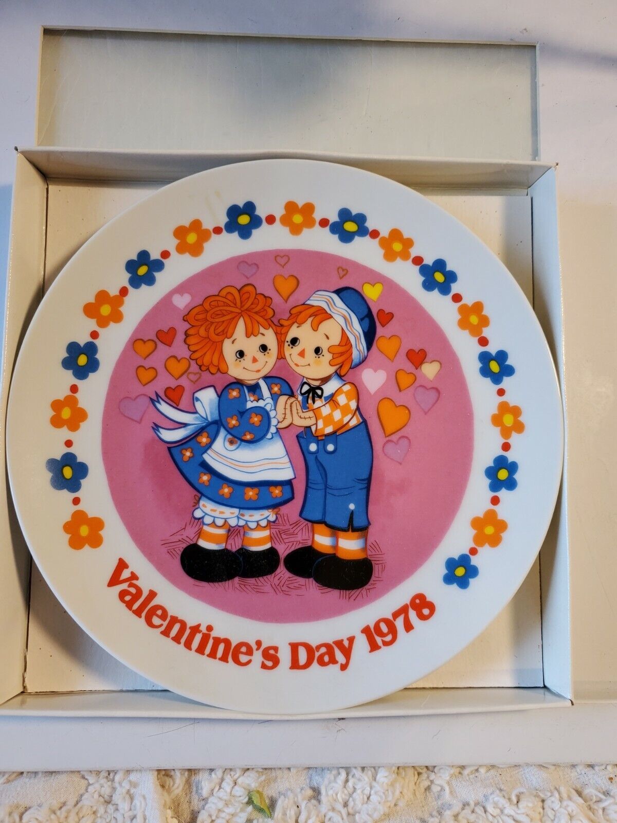 Raggedy Ann and Andy Valentine\'s Day Collector Plate 1978 Schmid NIB NWT