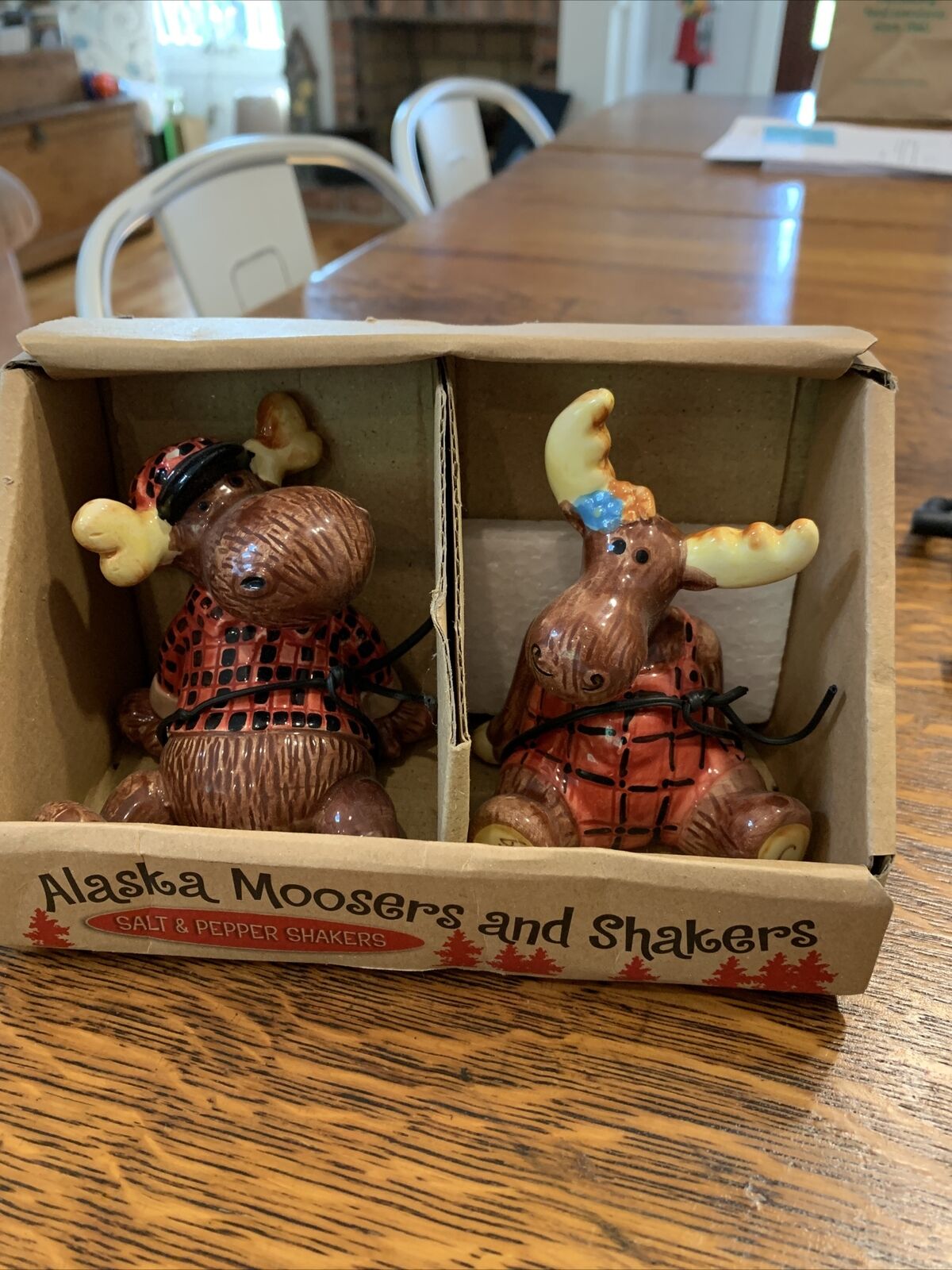 Alaska Moose Salt And Pepper Shakers Collectible New Ceramic