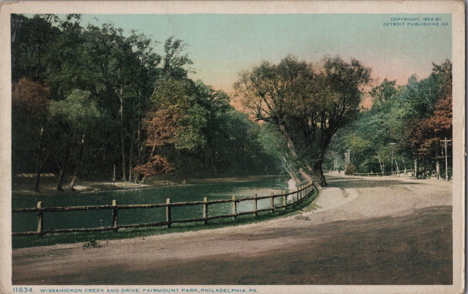 c1908 Wissahickon Creek & Drive, Fairmount Park, Philadelphia PA VTG Postcard