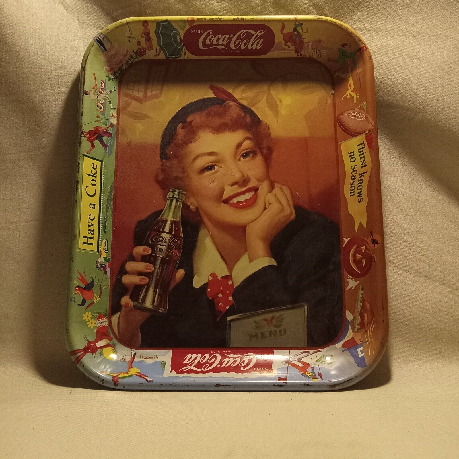Rare 1950's Vintage Coca-Cla Metal Serving Tray