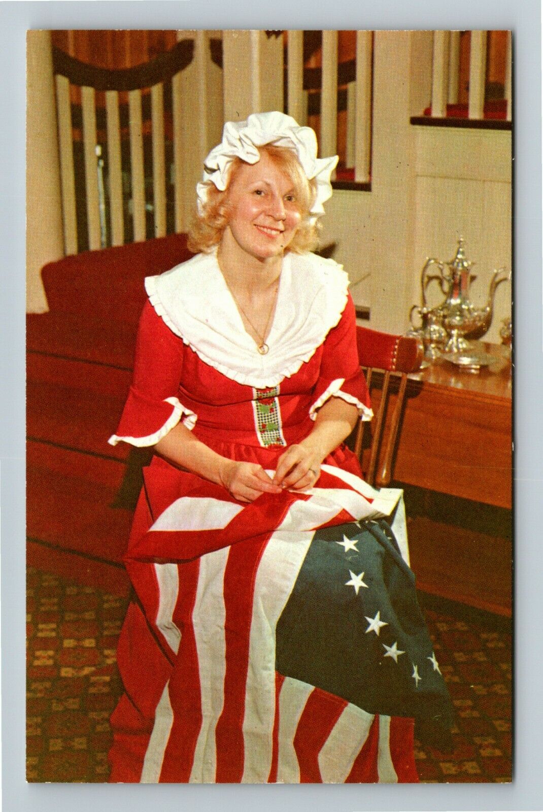 Hawley PA-Pennsylvania Bicentennial Night Woodloch Pines Flag Vintage Postcard
