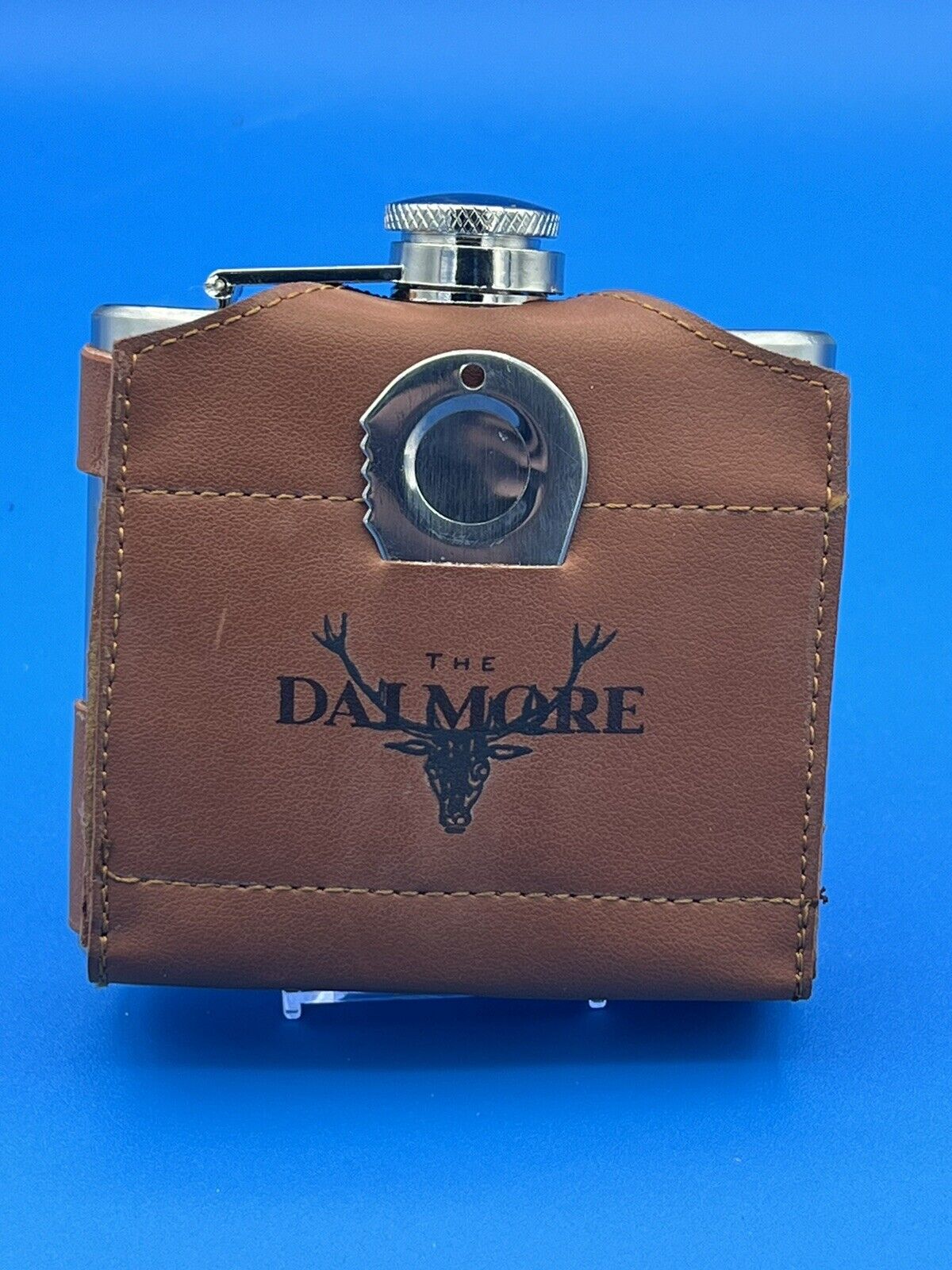 The Dalmore Scotch Whiskey Hip Flask Stainless Steel 6 oz Org Pkg Golf Themed