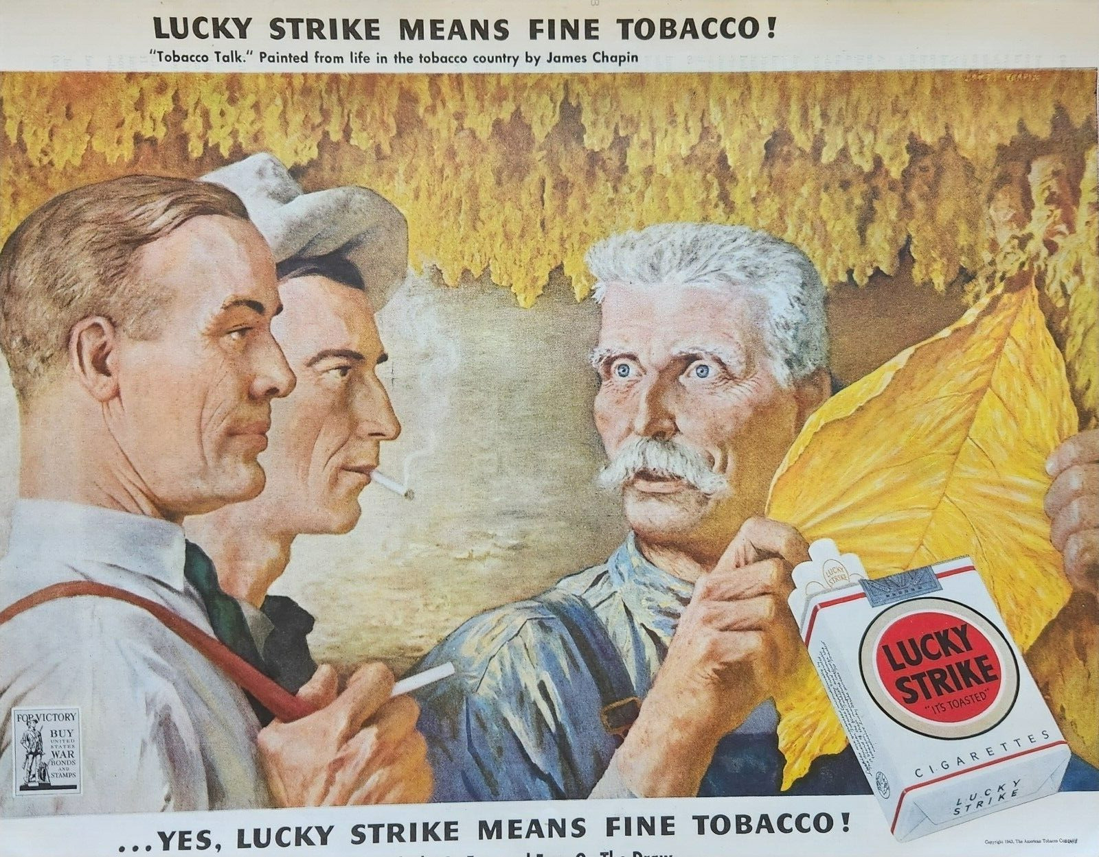 1943 Lucky Strike Cigarettes Vintage Ad painted by James Chapin