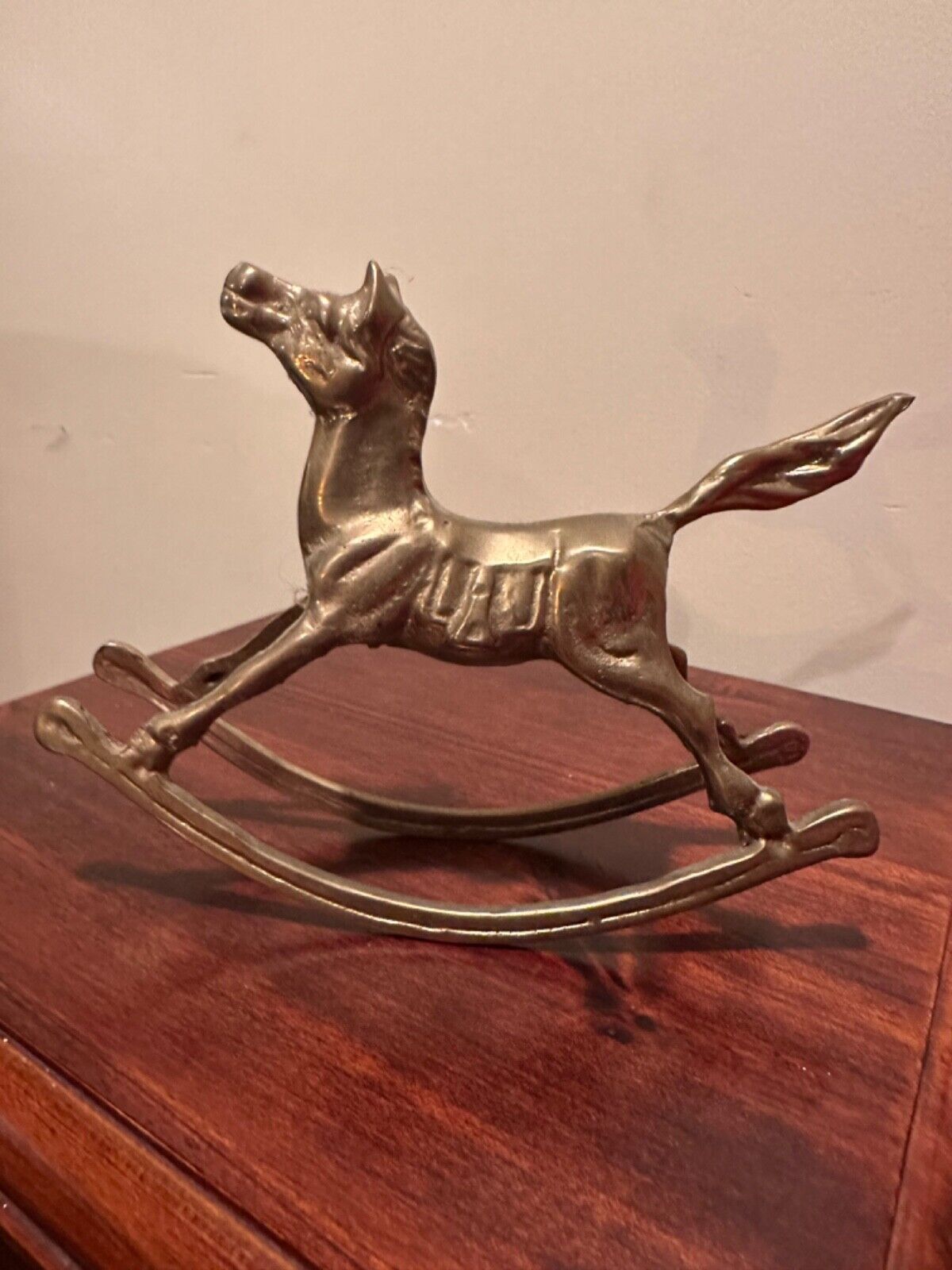 Vintage Solid Brass Rocking Horse Figurine - Children’s Room Decor - Nursery