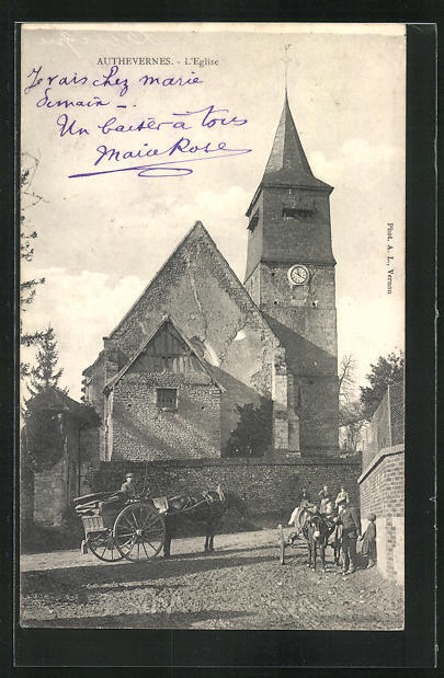 CPA Authevernes, L\'Église 1906 