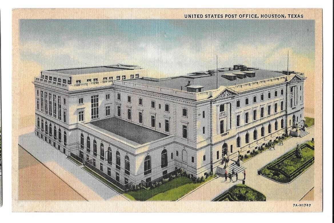 Vintage Linen Postcard United States Post Office Houston TX Unposted