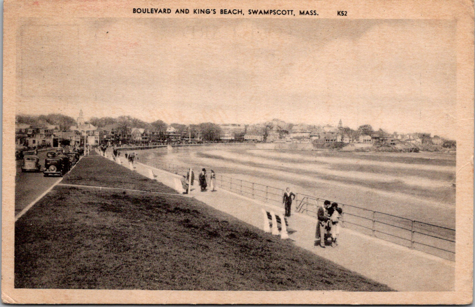 Swampscott Massachusetts MA Boulevard & Kings Beach Vintage c 1947 Postcard