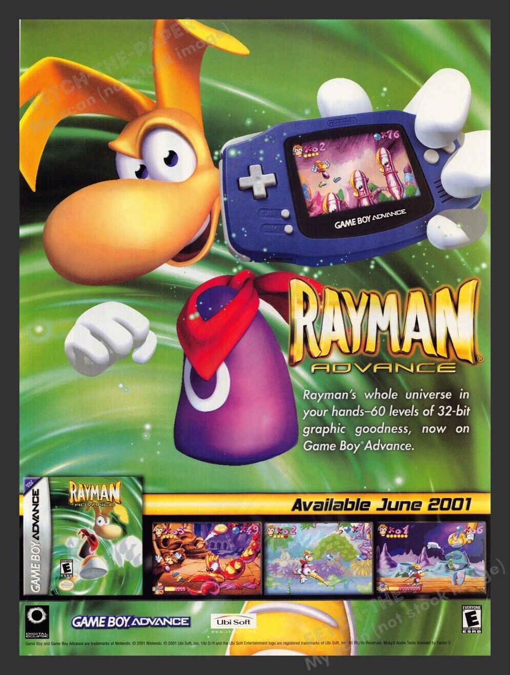 Rayman Advance 2000s Video Game Print Advertisement 2001